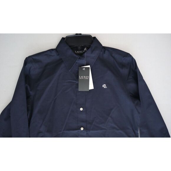 Lauren Ralph Lauren Women's Sz XS Navy Non-Iron Straight-Fit L/S Shirt - Picture 6 of 11